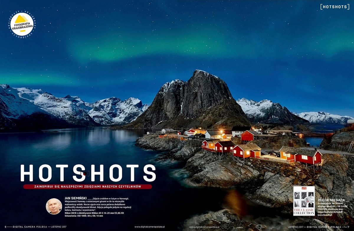 Digital Camera listopad 2017.jpg - "Hamnoy" - Norwegia  listopad 2017, fotografia opublikowana w listopadowym wydaniu Digital Camera Polska w dziale HOTSHOTS, zdjecie miesiaca