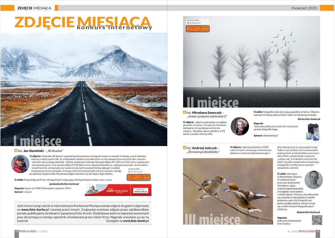 FK kwiecien 2020.jpg - "W drodze" Islandia .......Kwiecien 2020 fotografia zajeła I miejsce w konkursie miesiaca czasopisma Foto Kurier