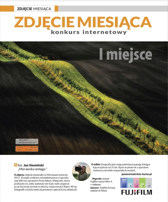 FK zdjecie miesiaca.jpg - Morawy, Czechy..... czerwiec 2018, publikacja w magazynie Foto-Kurier......" Morawska wstega" Czechy .....24 styczen 2018  zdjęcie zostało wyróżnione w WIELKIM KONKURSIE FOTOGRAFICZNYM zorganizowanym przez Gazetę Wyborczą i Akademię Nikona pt. Kapsuła czasu."http://multimedia.wyborcza.pl/951082/