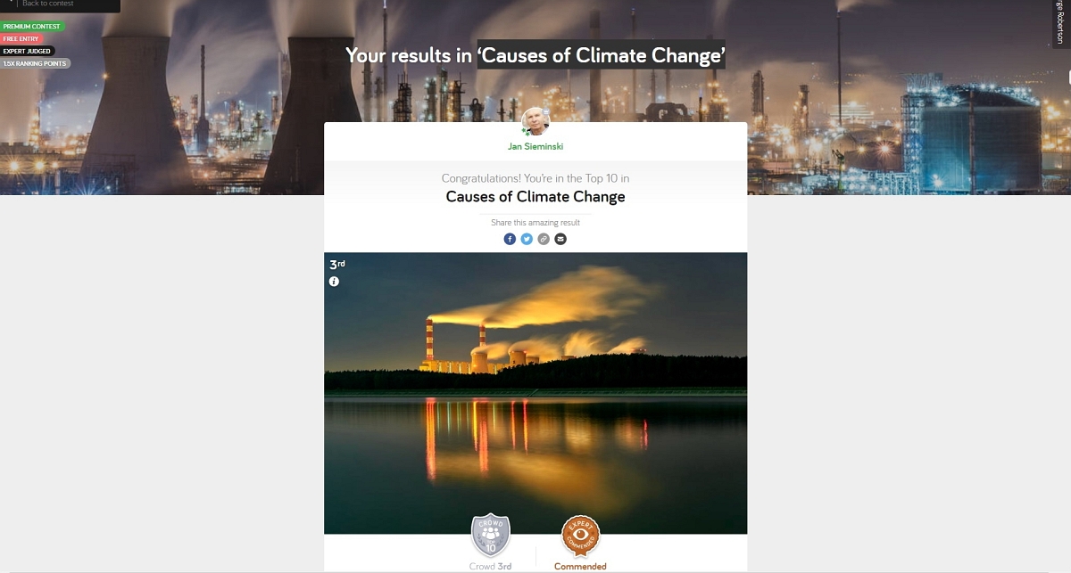 Konkurs  ‘Causes of Climate Change’ III miejsce.jpg - sierpien 2021   fotografia BEŁCHATOW zajeła III miejsce w konkursie ‘Causes of Climate Change’/„Przyczyny zmian klimatu” na portalu Photocrowdhttps://www.photocrowd.com/.../causes-of.../crowd-results/