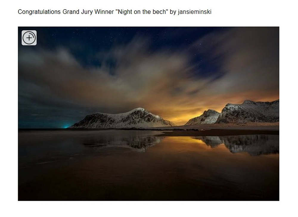 Low Light Photo kopia.jpg - Grzudzien 2020 fotografia "NOC NA PLAZY" Norwegia zdobyła I miejsce w konkursie Low Lights Photo na portalu Viewbug.com . Nagroda jest aparat Canon Eos M50 z osprzetemhttps://www.viewbug.com/blog/low-light-photo-contest-winner?fbclid=IwAR2cufoX8cMzXy-mddYW02WMwBVlYJzEYylEns8plYwMWnQ3iIoEwr1Pyjo